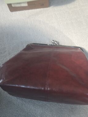 Leather Frame Clutch in Burgundy Red
